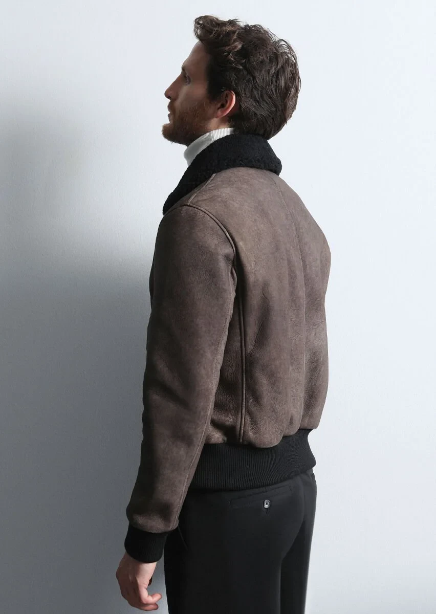 Brown Leather Leather Coat - 5