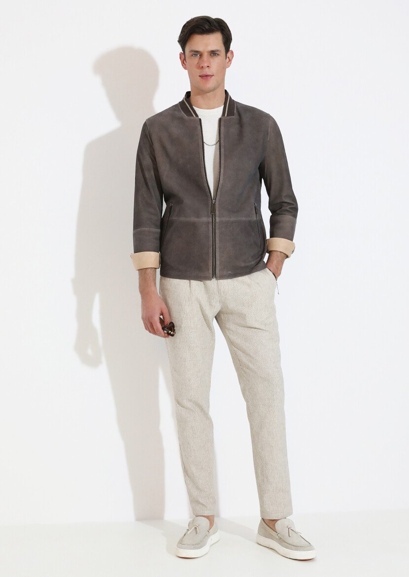 Brown Leather Leather Coat - 1