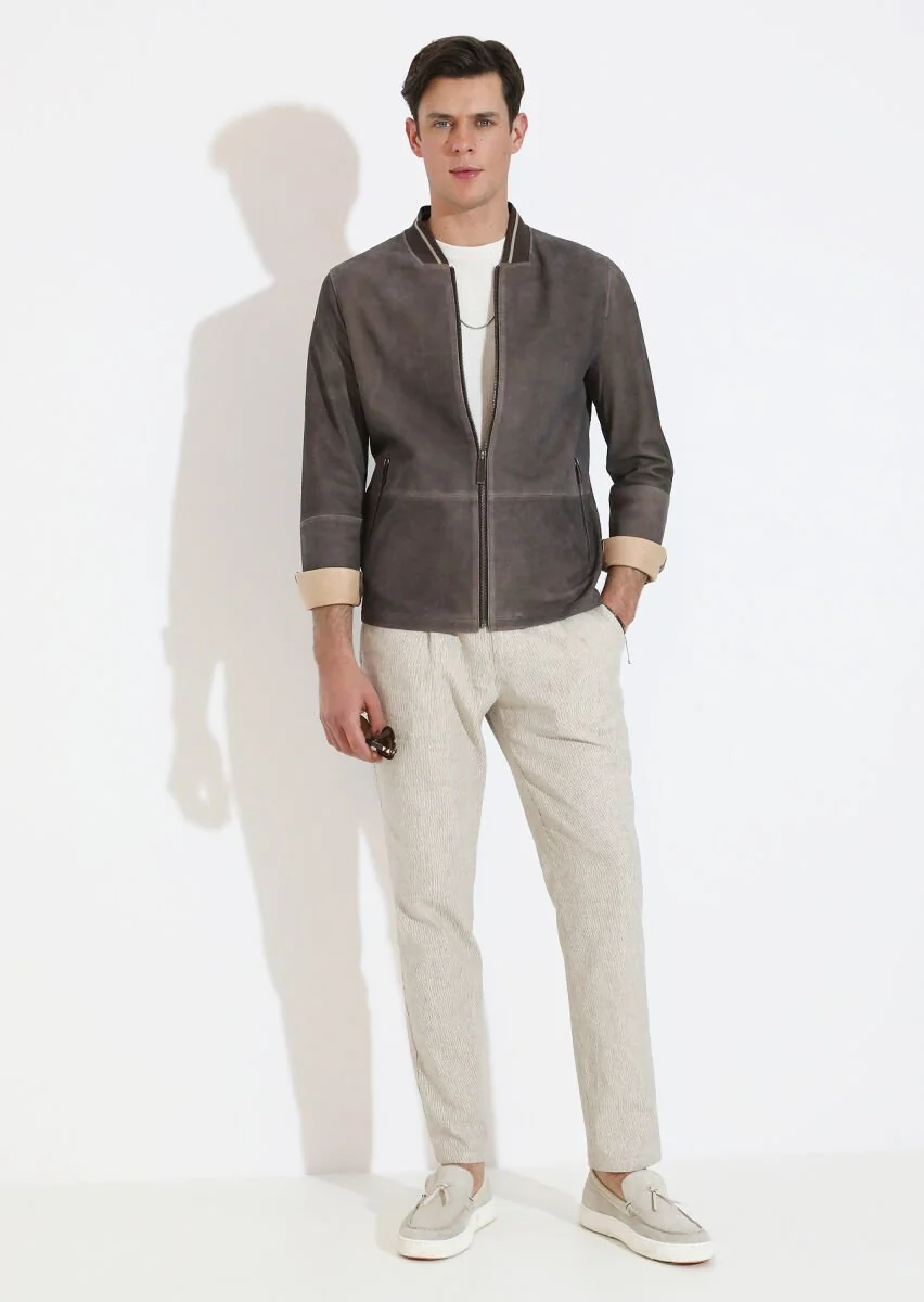 Brown Leather Leather Coat - 1