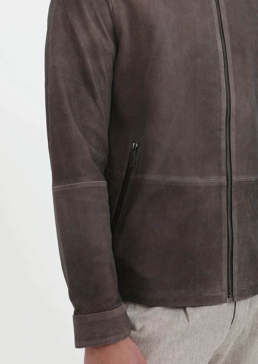 Brown Leather Leather Coat - 4