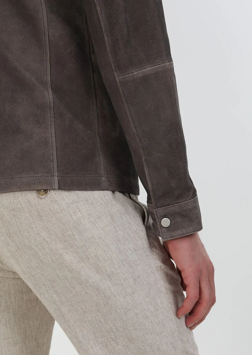 Brown Leather Leather Coat - 5