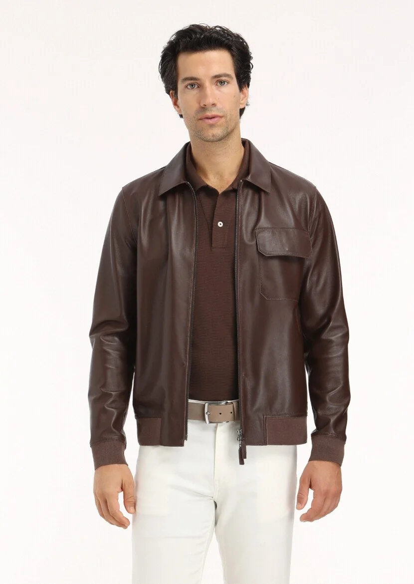 Brown Leather Leather Coat 