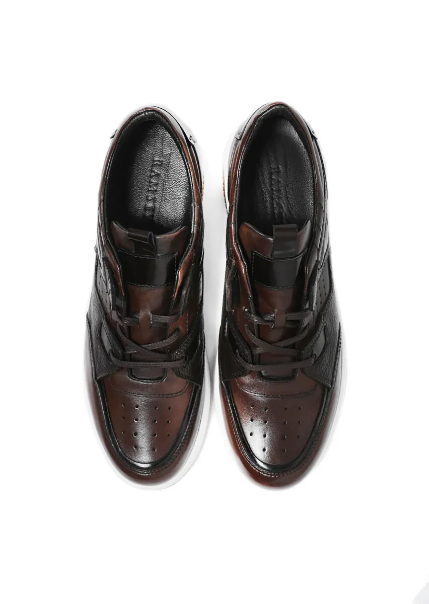 Brown Leather Sneaker - 5