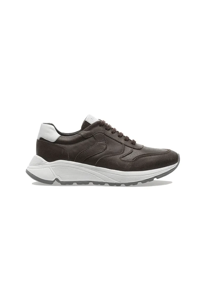 Brown Leather Sport Sneaker - 1