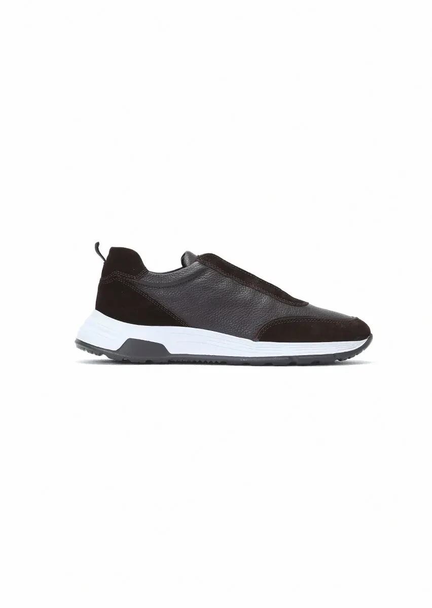 Brown Leather Sport Sneaker - 1