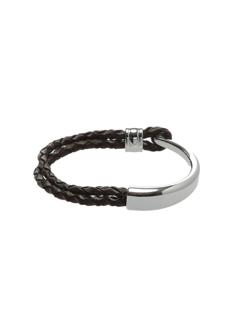Brown Leather Wristband - 1