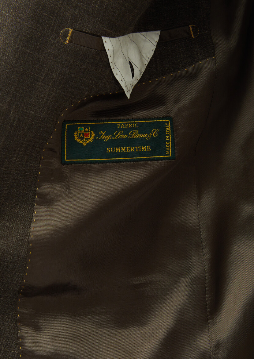 Brown Patterned Regular Fit Silk Blended Jacket - 6