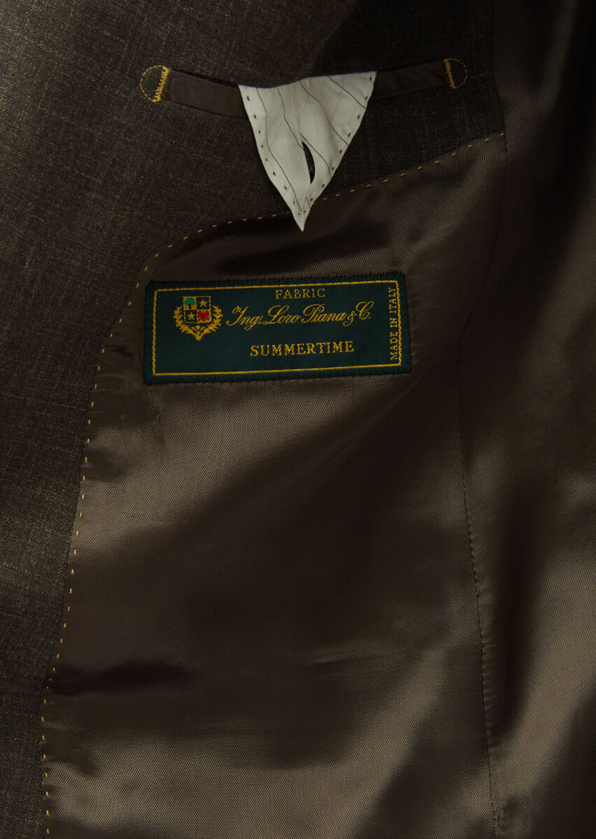 Brown Patterned Regular Fit Silk Blended Jacket - 6