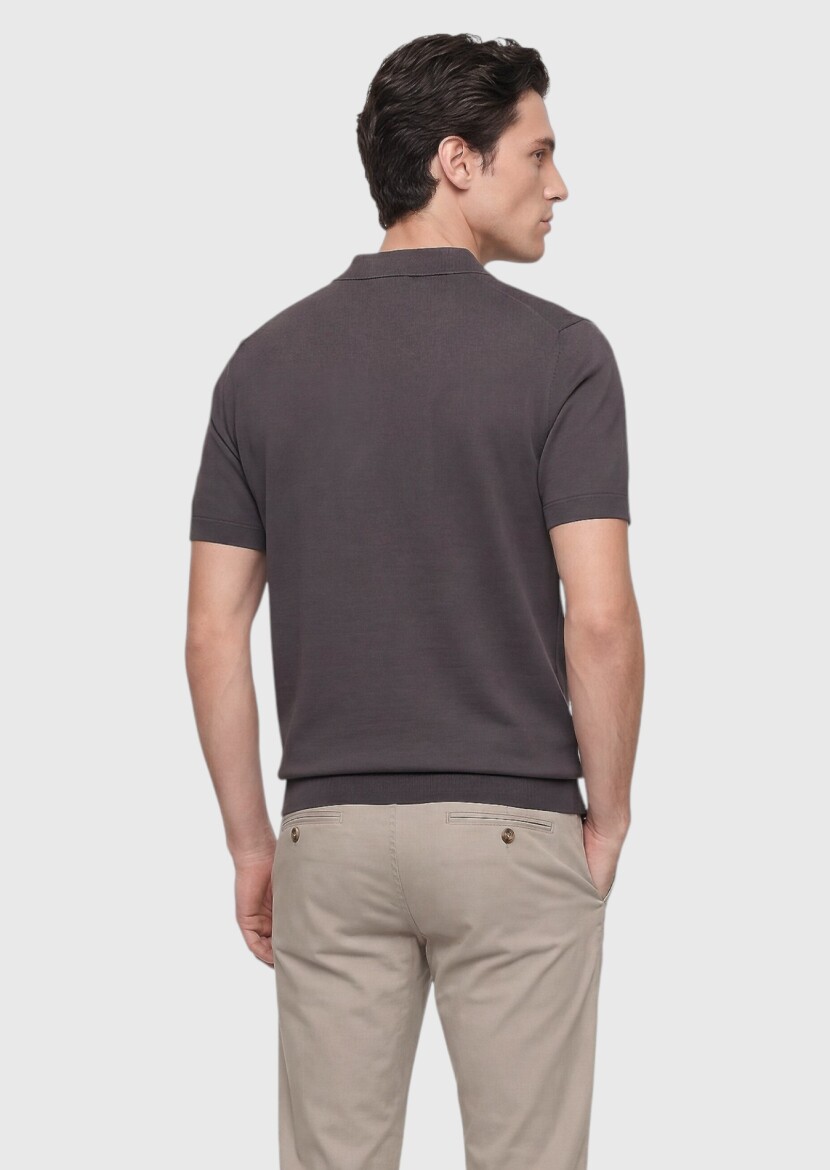 Brown Plain 100% Cotton T-Shirt - 4