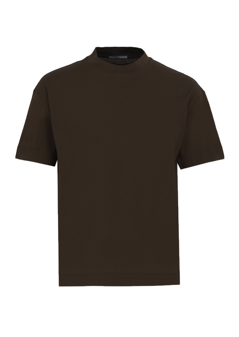 Brown Plain Crew Neck 100% Cotton T-Shirt - 5