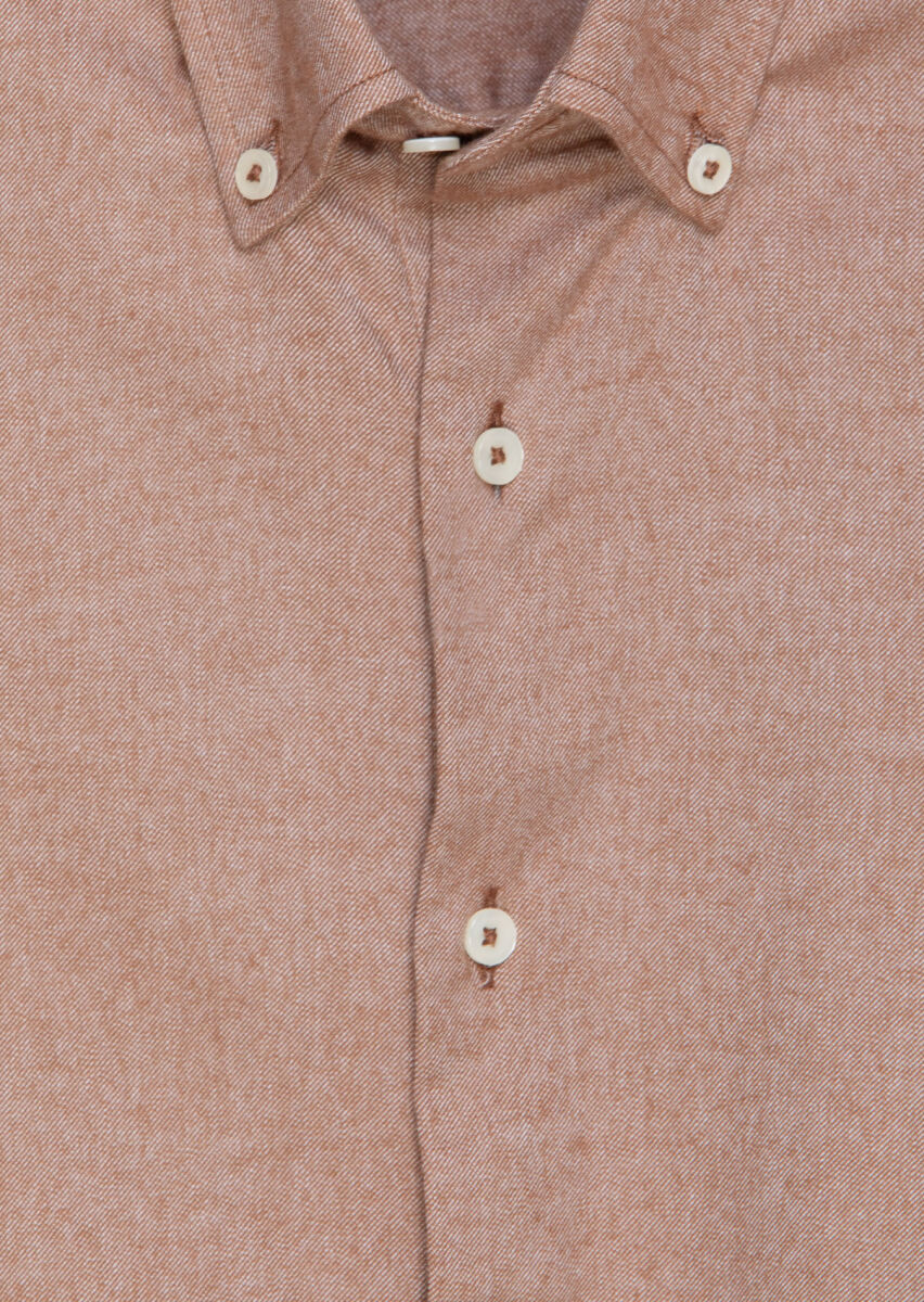 Brown Plain Regular Fit Weaving Casual 100% Cotton Shirt - 6