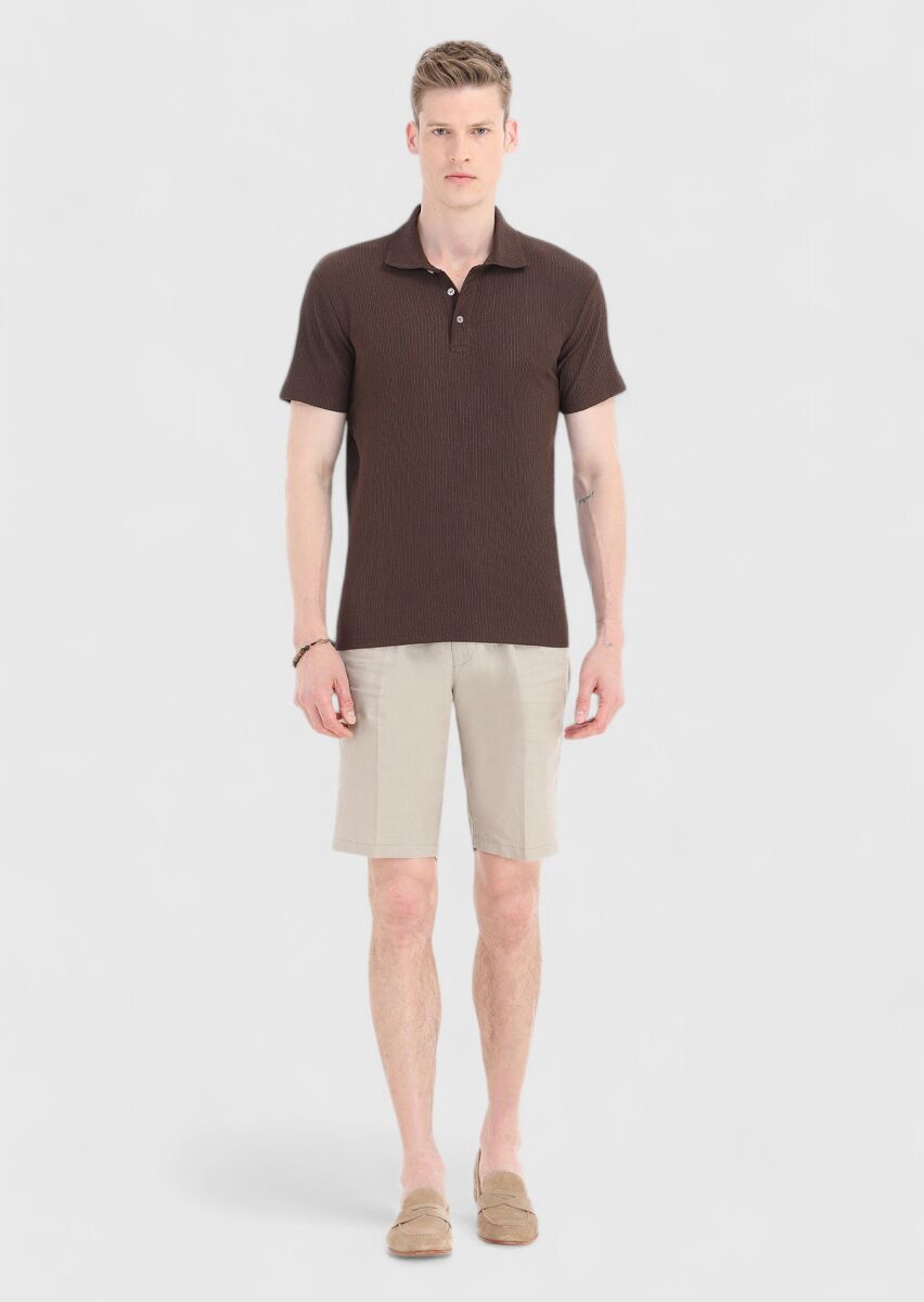 Brown Polo Neck T-Shirt - 1