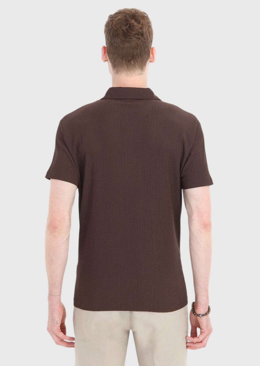 Brown Polo Neck T-Shirt - 4