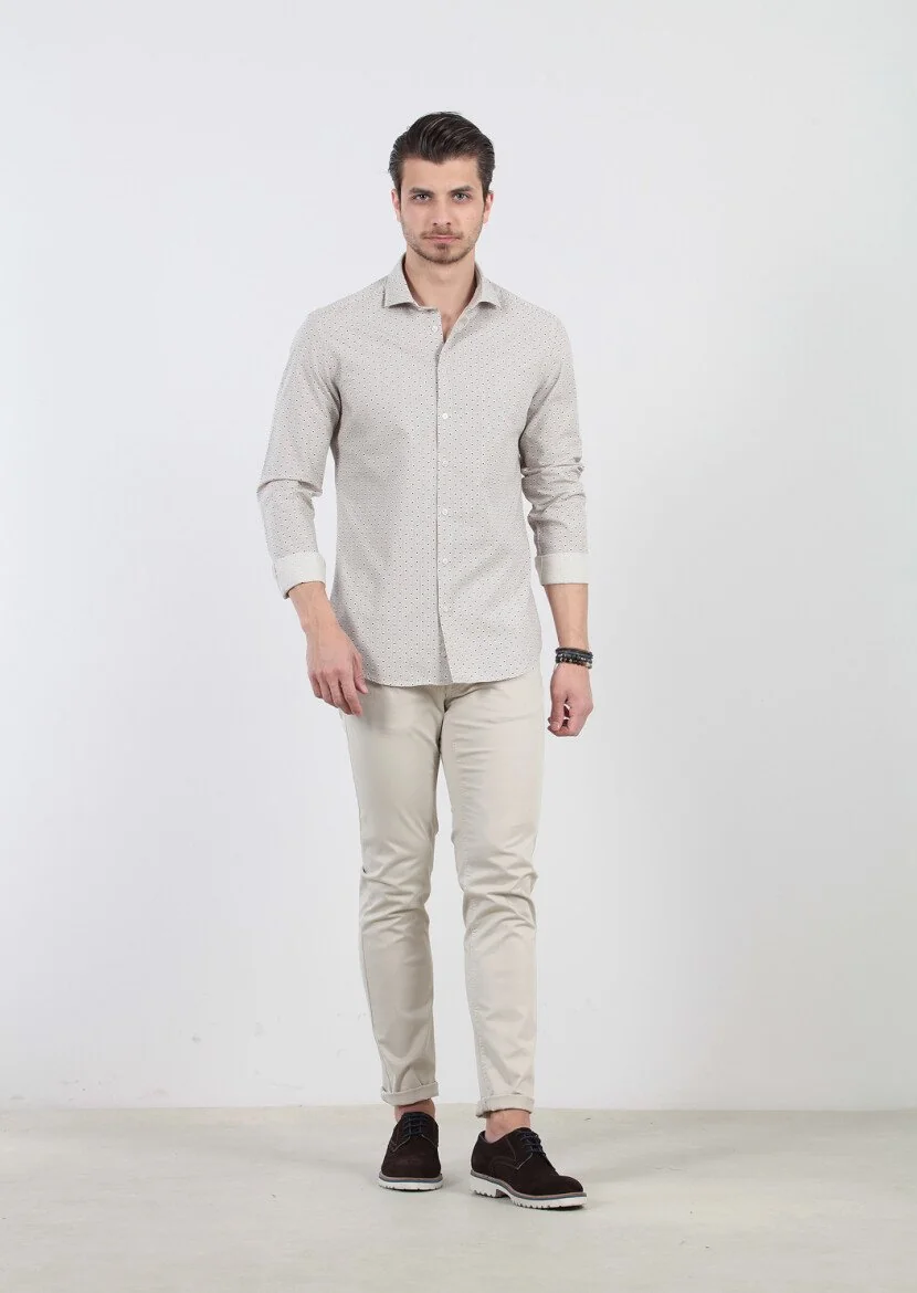 Brown Printed Fitted Fit Weaving Casual 100% Cotton Shirt - 1