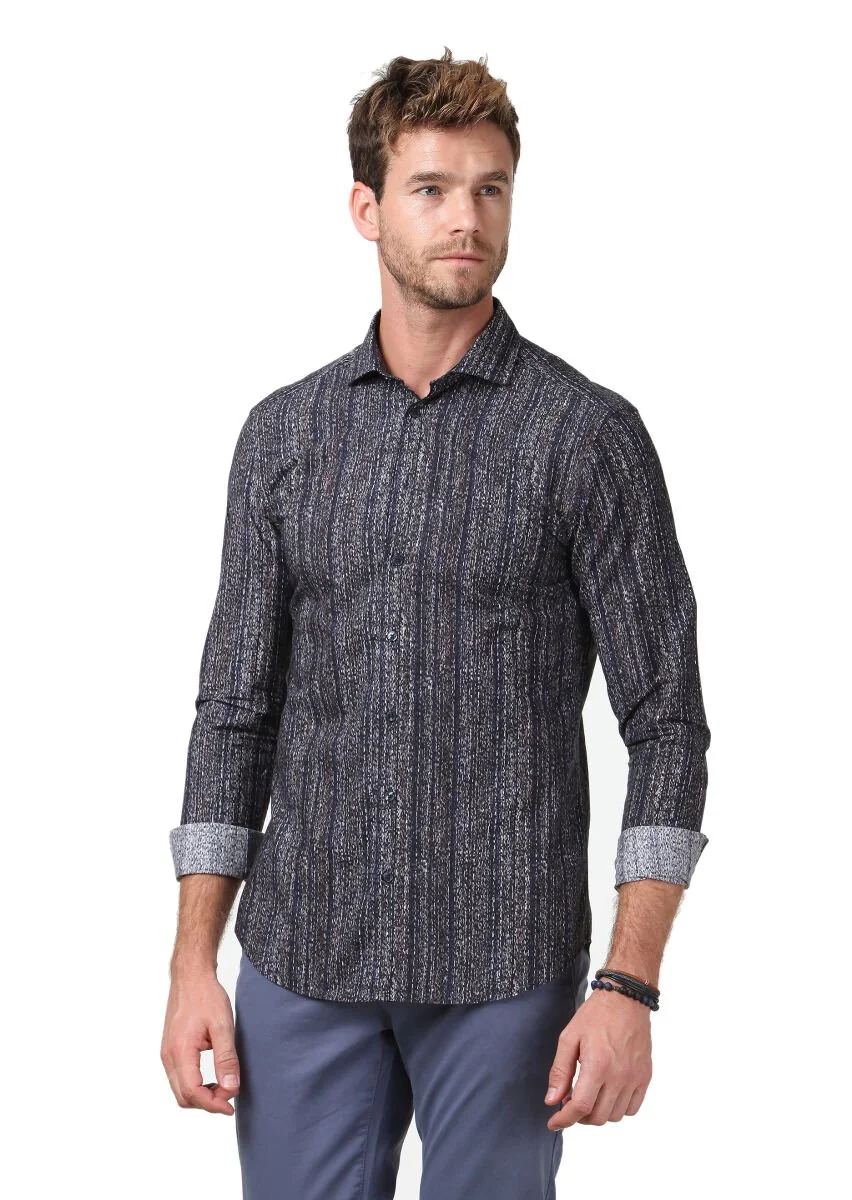 Brown Printed Fitted Fit Weaving Casual 100% Cotton Shirt - 3