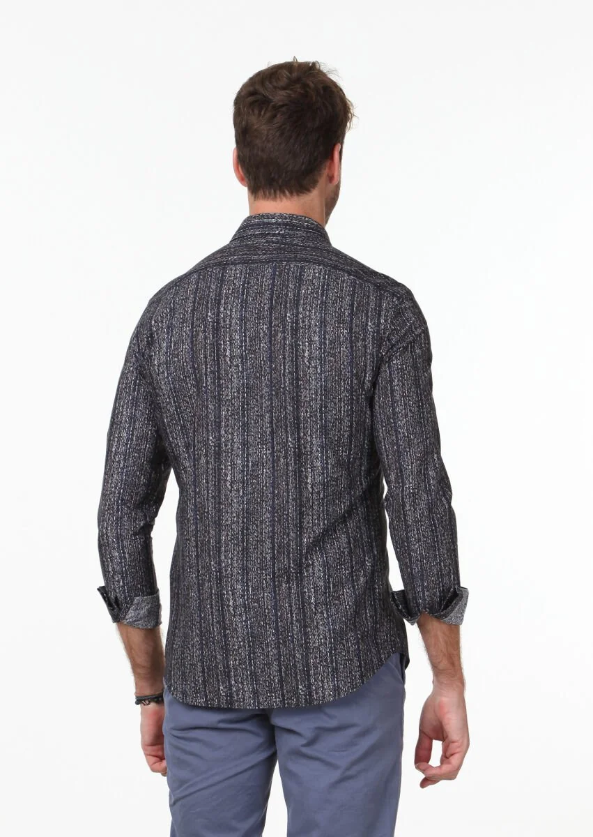 Brown Printed Fitted Fit Weaving Casual 100% Cotton Shirt - 5