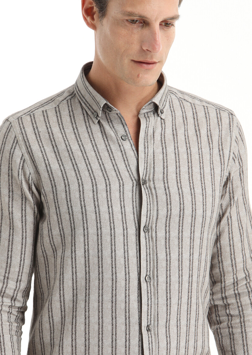Brown Printed Regular Fit Long Weaving Casual 100% Cotton Shirt - 3