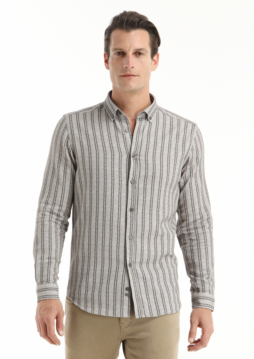 Brown Printed Regular Fit Long Weaving Casual 100% Cotton Shirt - 4