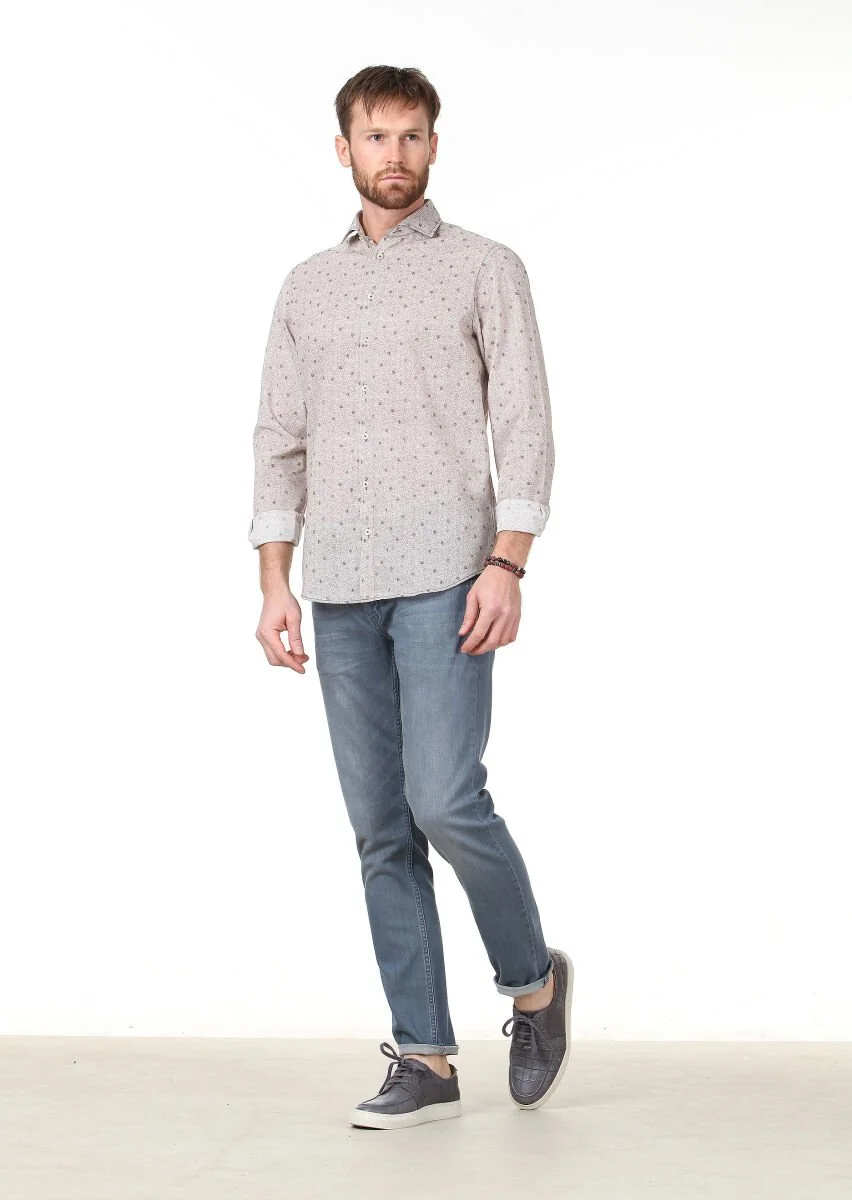 Brown Printed Regular Fit Weaving Casual 100% Cotton Shirt - 2