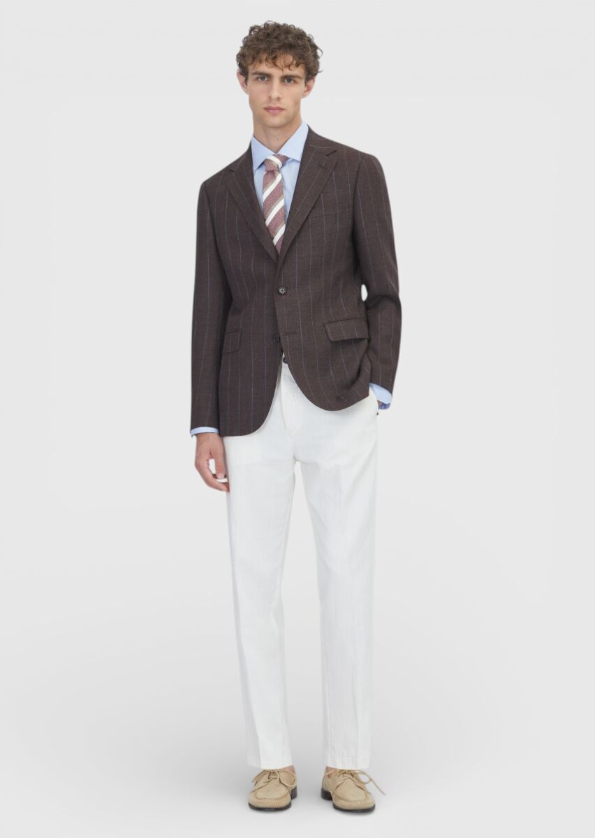 Brown Regular Fit Silk Blended Jacket - 2