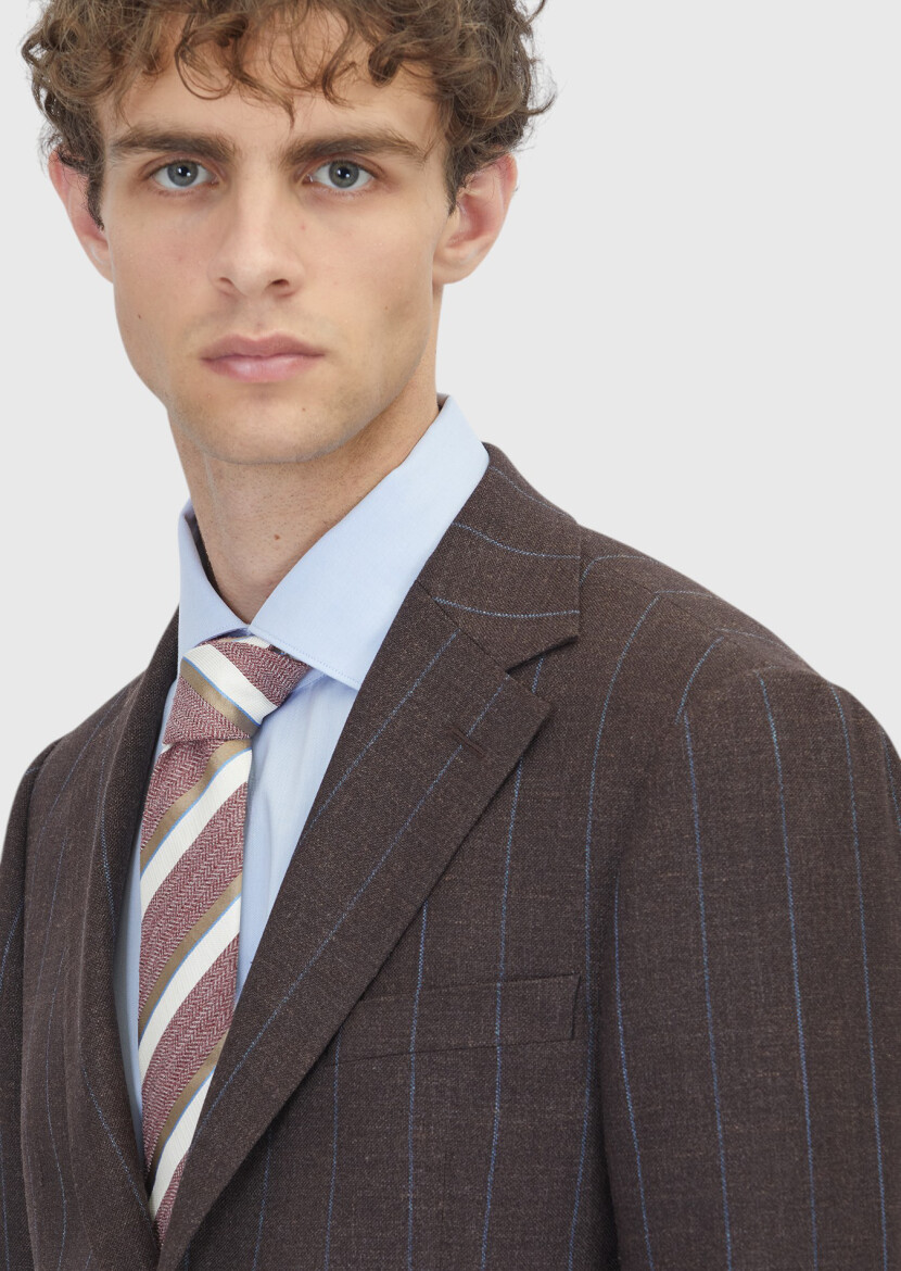 Brown Regular Fit Silk Blended Jacket - 3