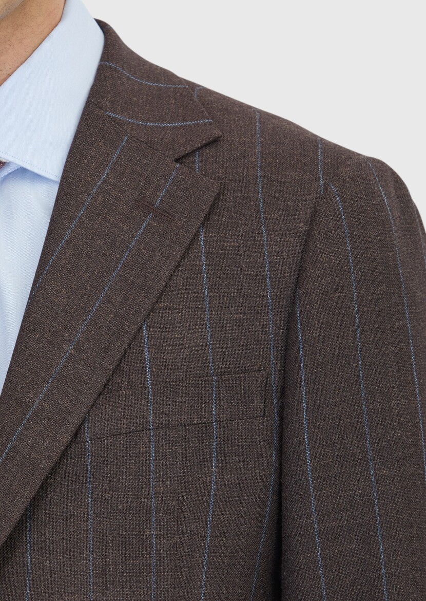 Brown Regular Fit Silk Blended Jacket - 4