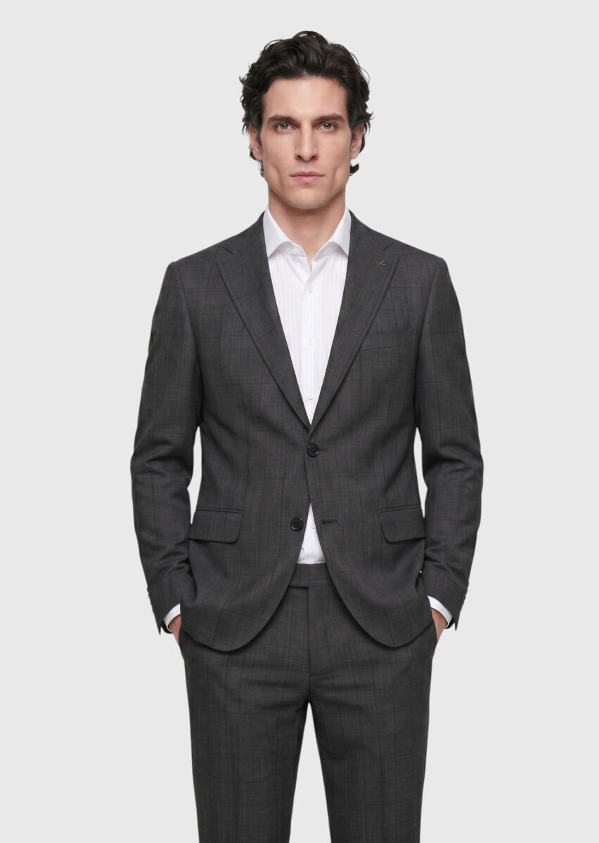 Brown Regular Fit Silk Blended Suit - 1