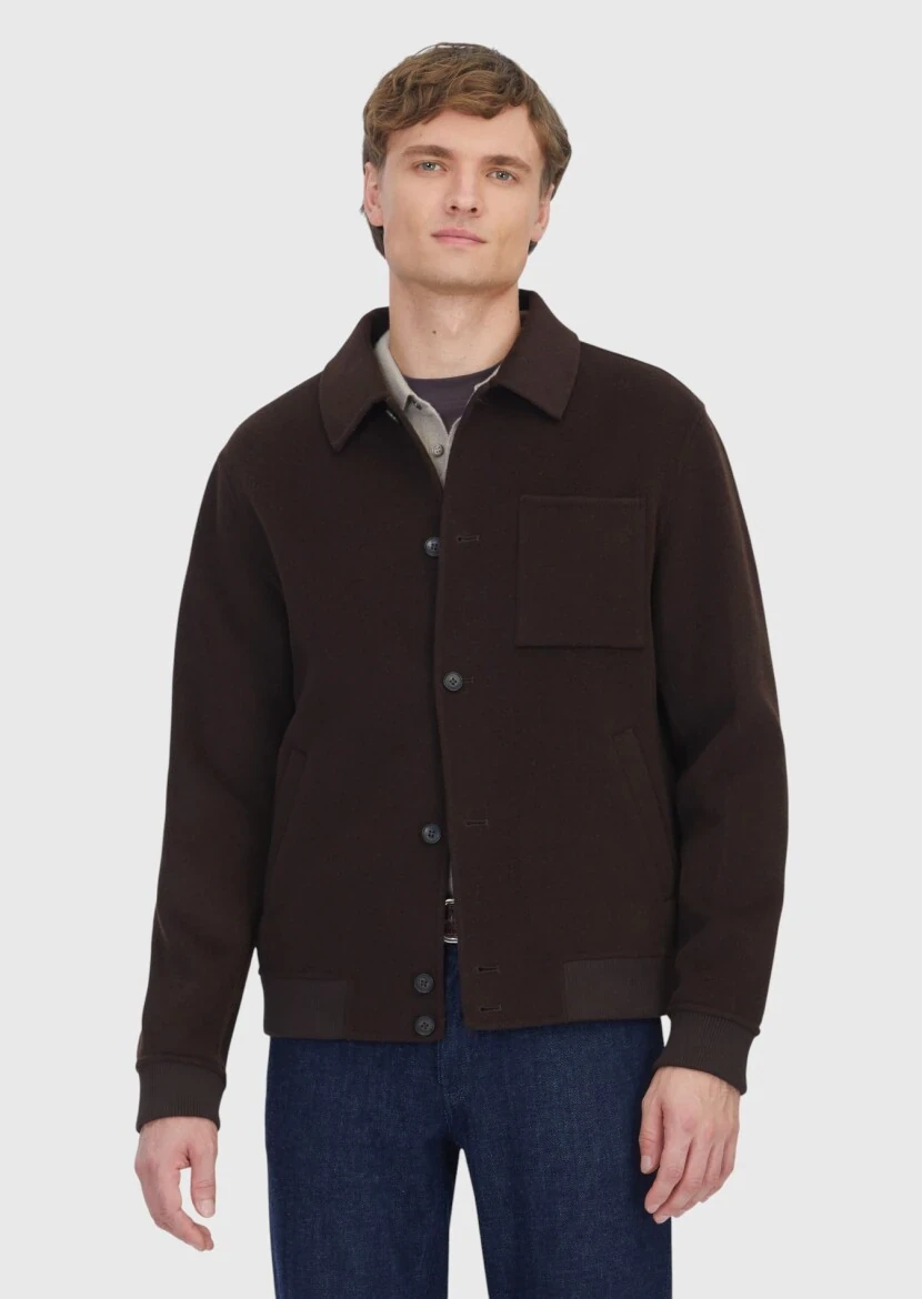 Brown Regular Fit Turtleneck Casual Knitting Coat - RAMSEY