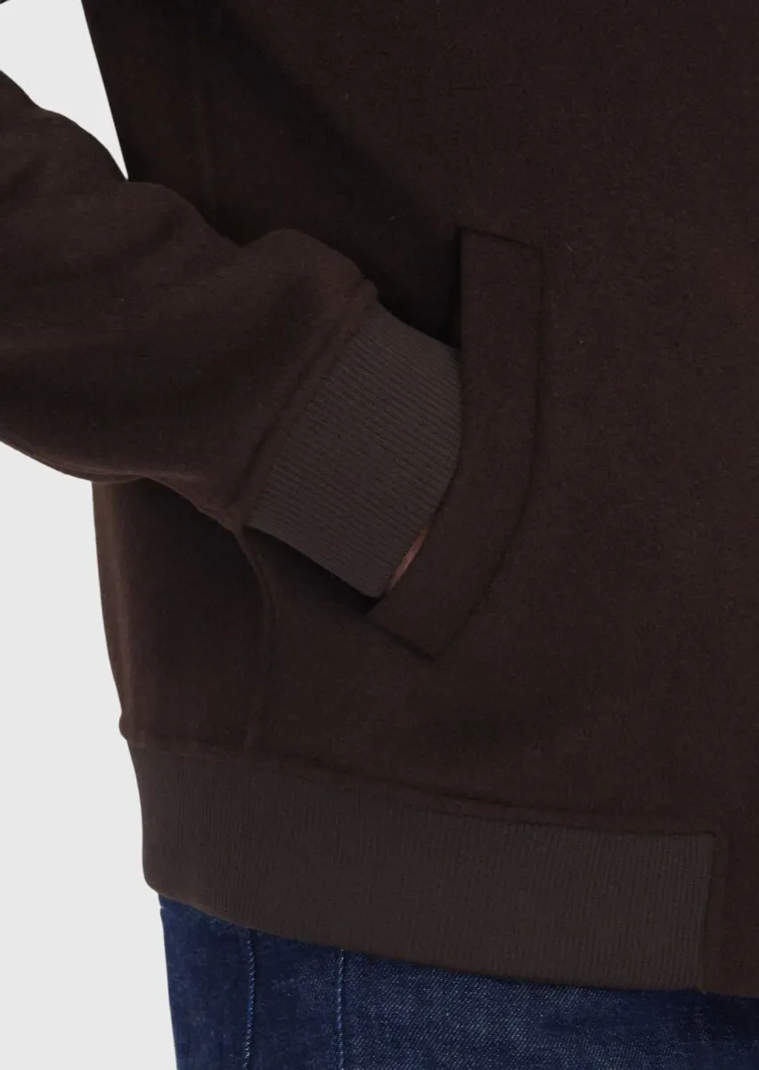 Brown Regular Fit Turtleneck Casual Knitting Coat - 5