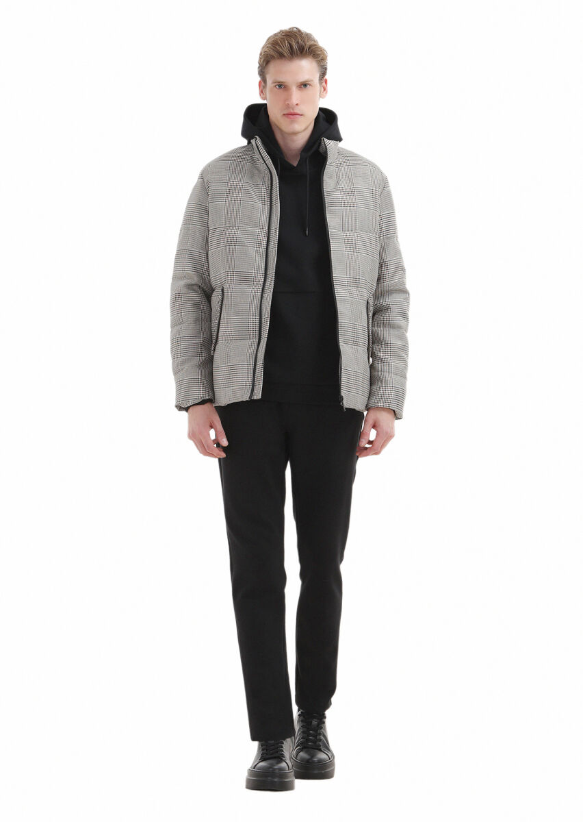 Brown Regular Fit Turtleneck Casual Weaving Coat - 1