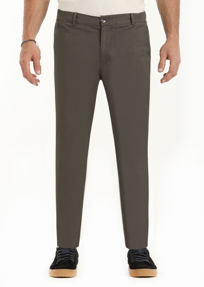 Brown Weaving Jogging Fit Casual Trousers - 2