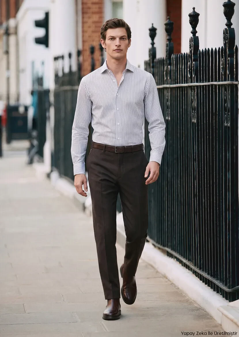 Brown Weaving Regular Fit Classical Wool Blended Trousers - RAMSEY