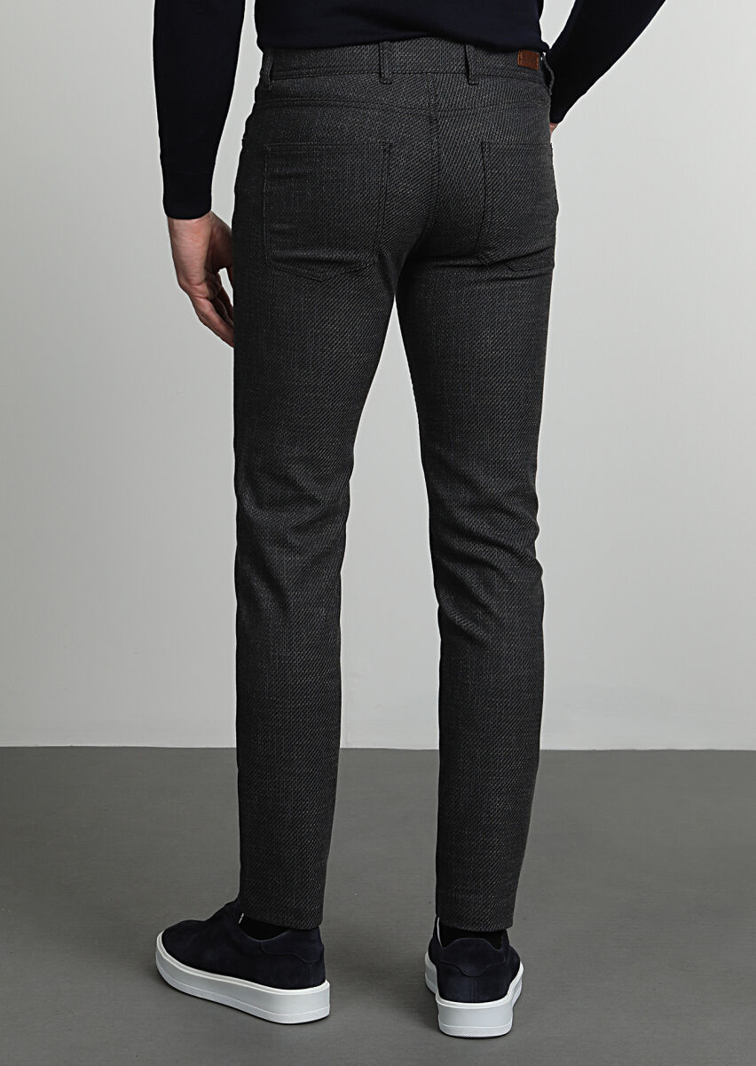 Brown Weaving Slim Fit Casual Trousers - 4