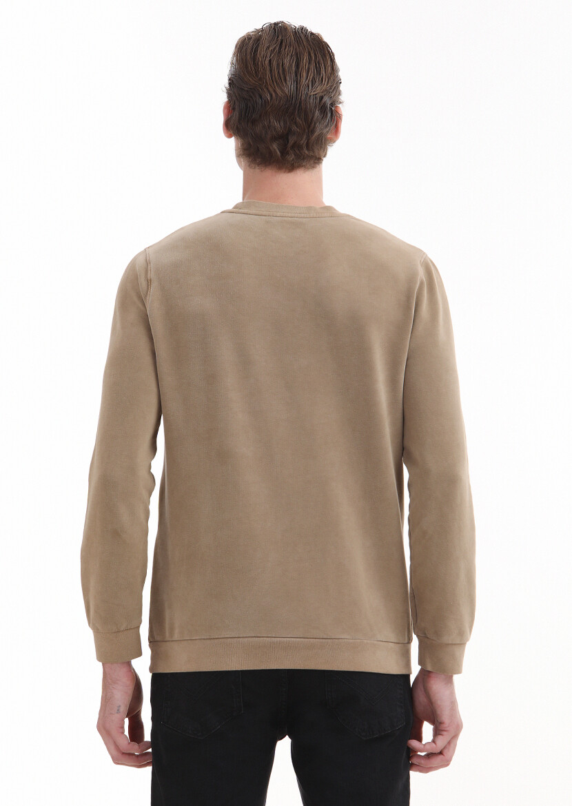 Buff Crew Neck Printed Sweatshirt - 3