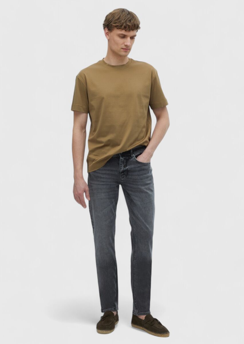 Buff Plain Crew Neck 100% Cotton T-Shirt - 3