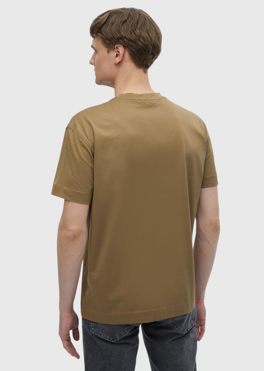 Buff Plain Crew Neck 100% Cotton T-Shirt - 7