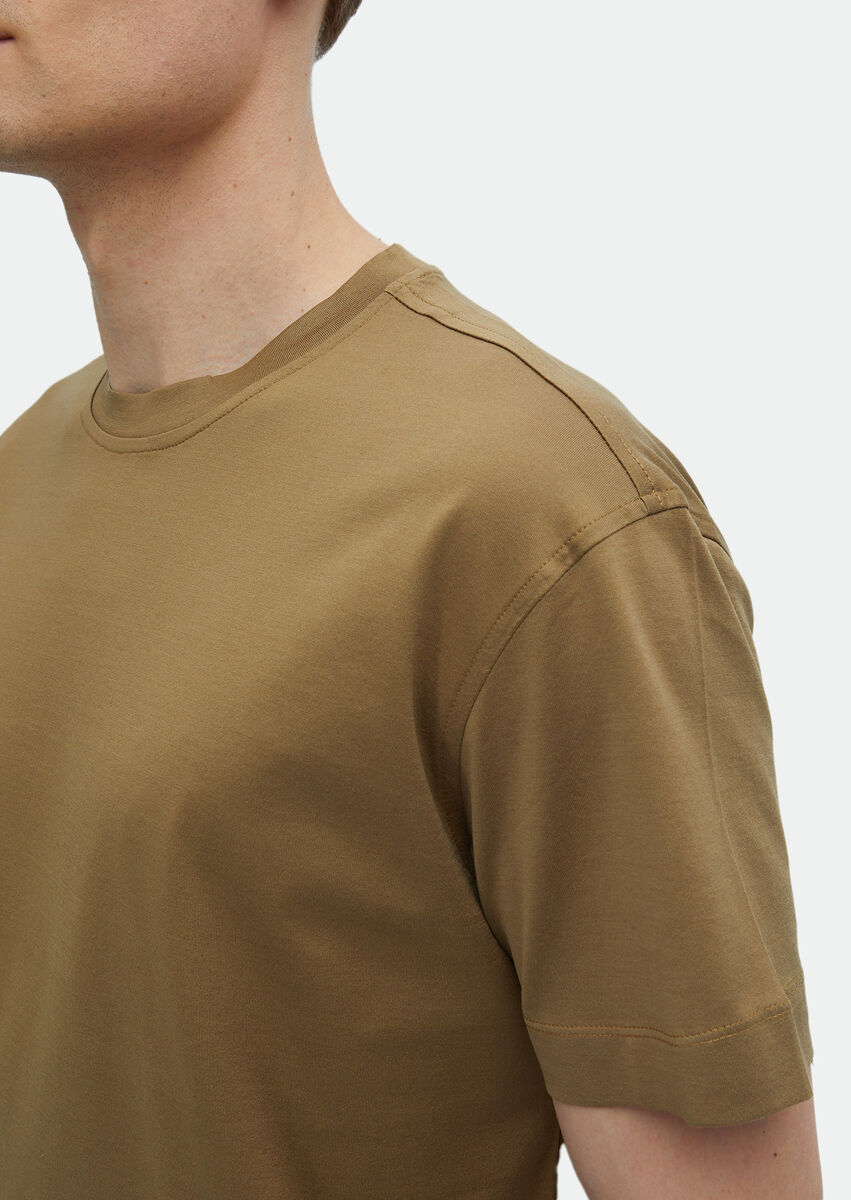 Buff Plain Crew Neck 100% Cotton T-Shirt - 6