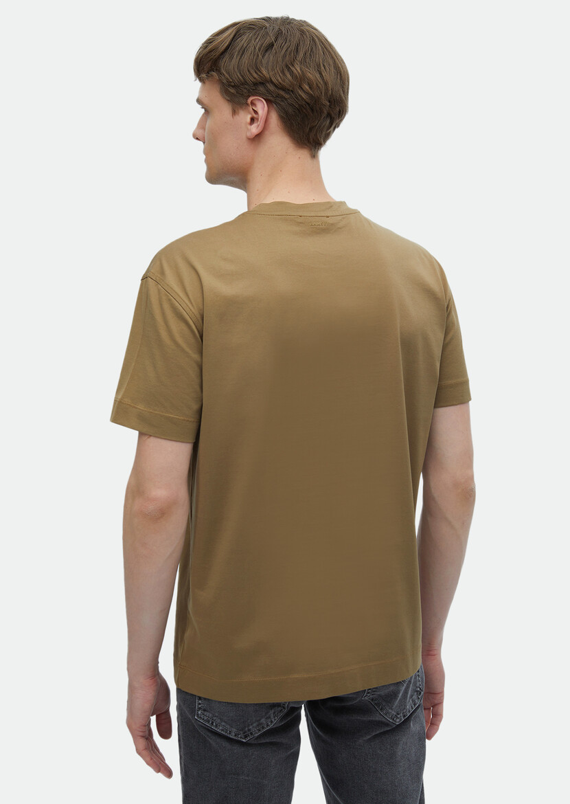 Buff Plain Crew Neck 100% Cotton T-Shirt - 7