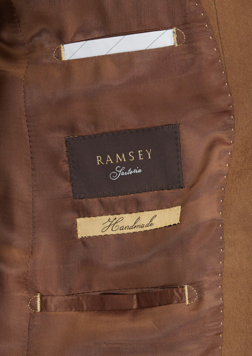 Buff Plain Regular Fit 100% Cashmire Jacket - 6