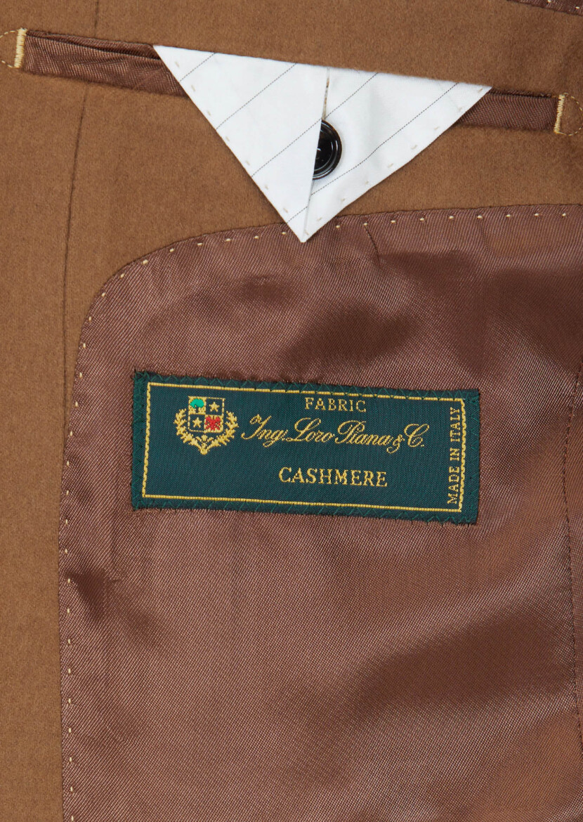 Buff Plain Regular Fit 100% Cashmire Jacket - 7