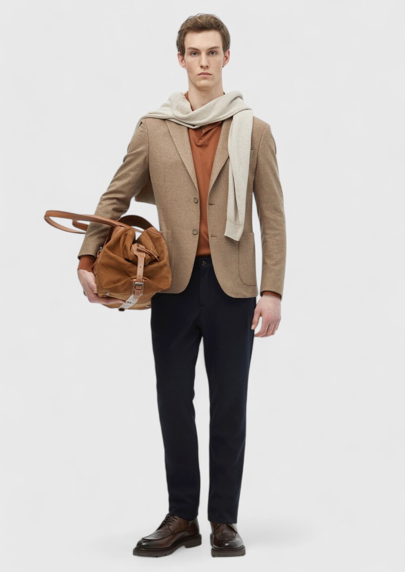 Buff Plain Shirt Shoulder Slim Fit 100% Cotton Jacket - RAMSEY