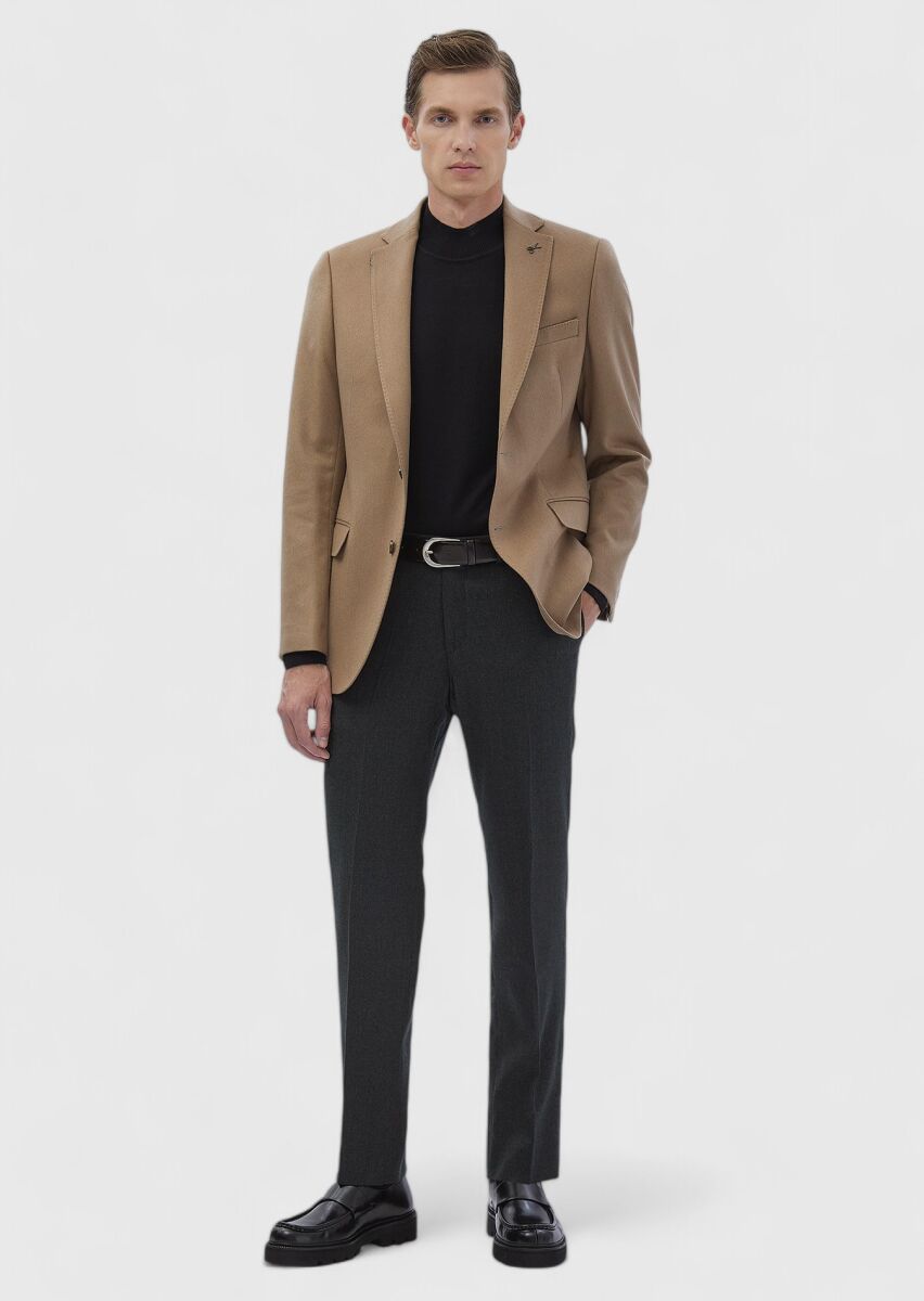 Buff Regular Fit 100% Cashmire Jacket - 2