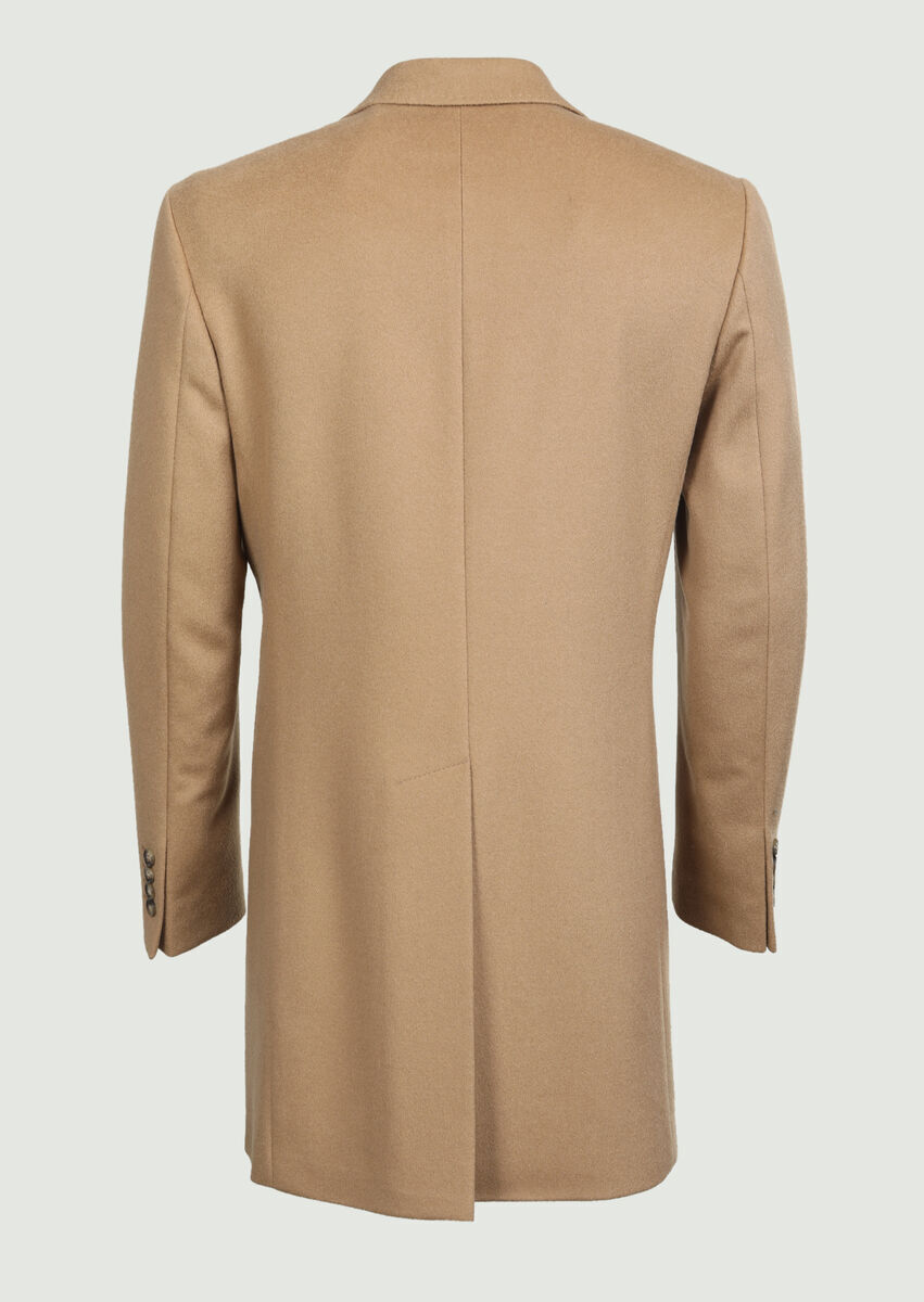 Buff Regular Fit Butterfly Collar Classical Weaving Overcoat - 7