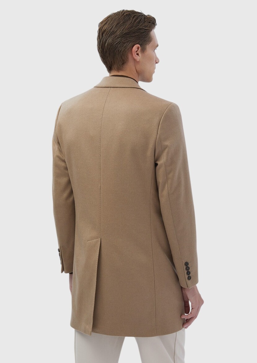 Buff Regular Fit Classical Weaving Overcoat - 9