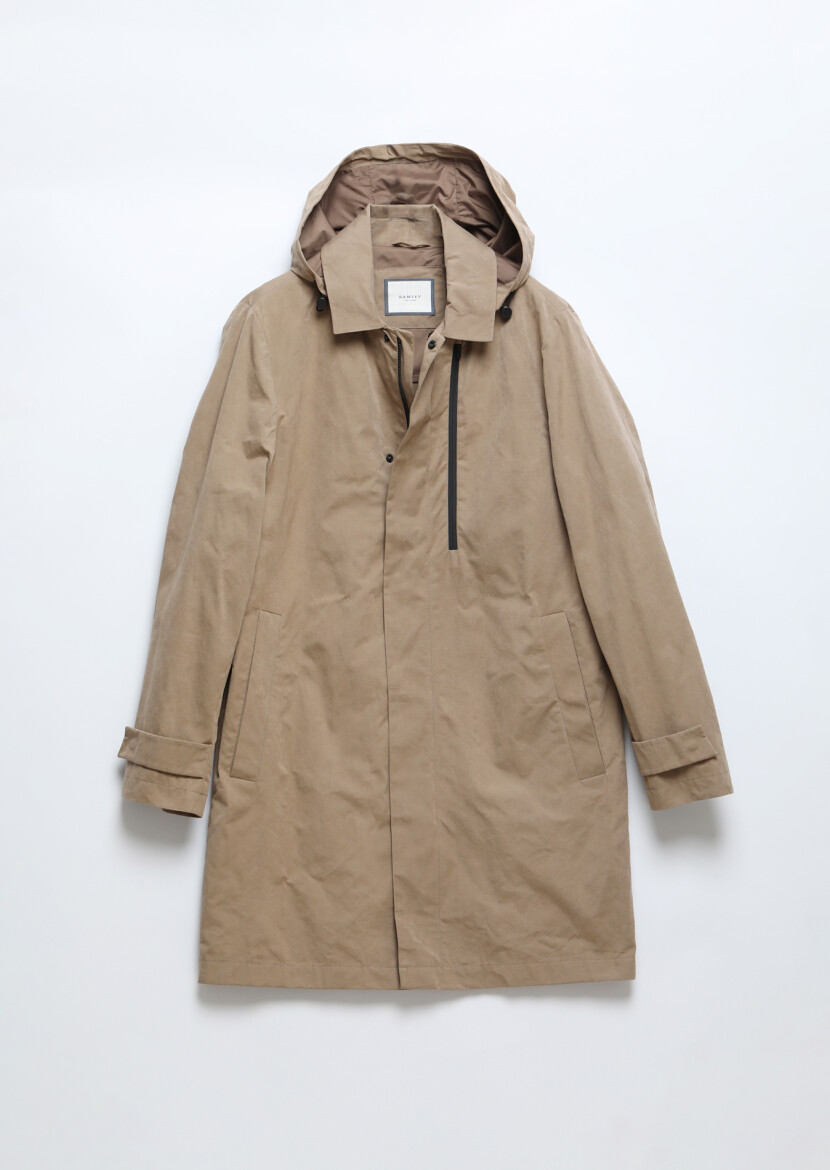 Buff Regular Fit Shirt Collar Casual Weaving Removable Hood Rain Coat - 6