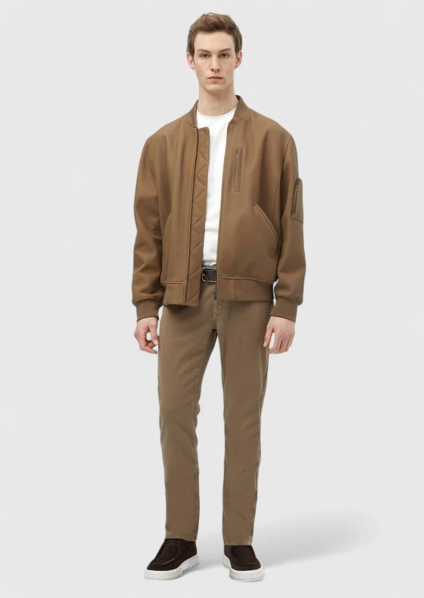 Buff Regular Fit Turtleneck Casual Suede Leather Coat - RAMSEY