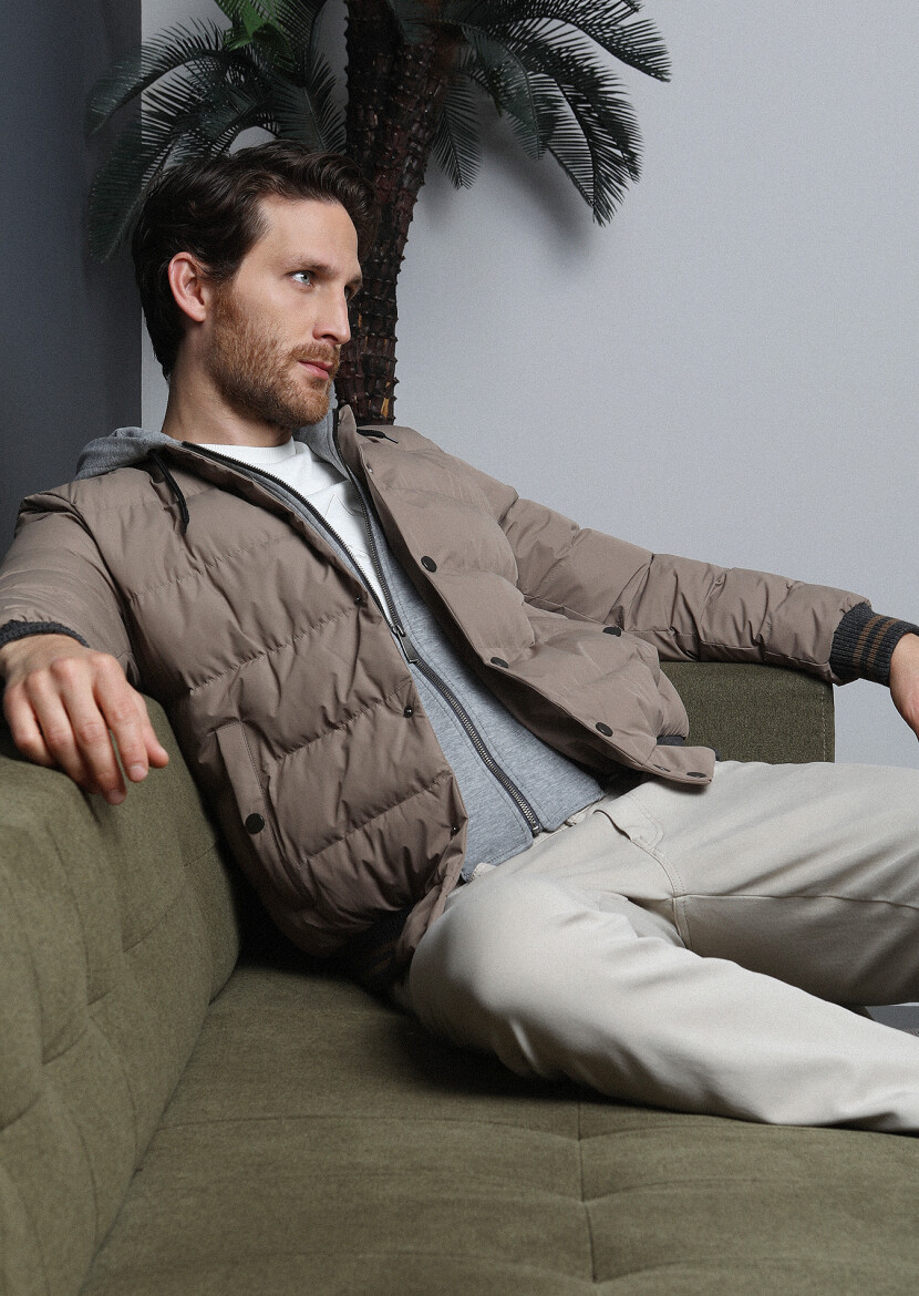 Buff Regular Fit Turtleneck Casual Weaving Puffer Coat - 3
