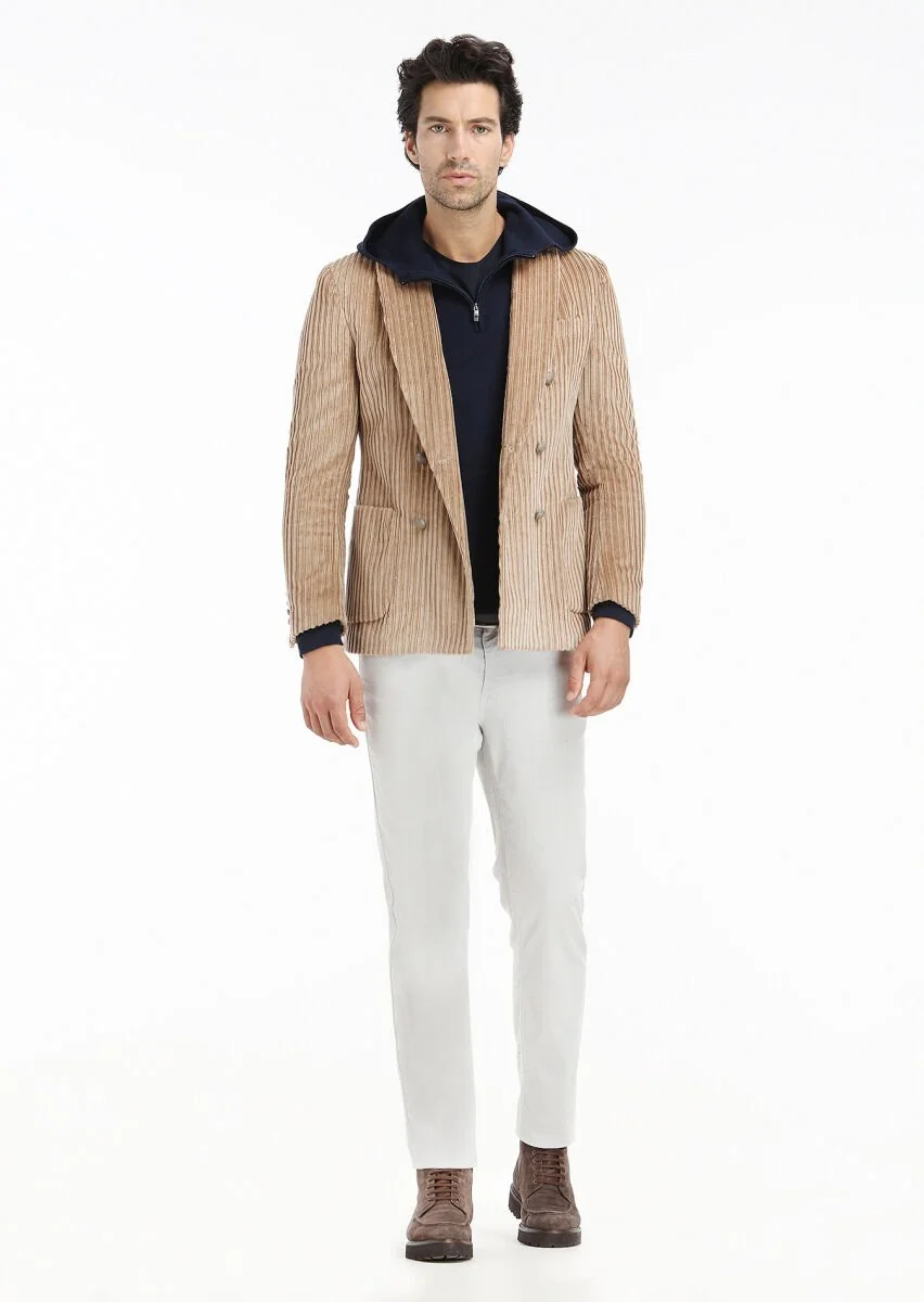 Buff Ribbed Shirt Shoulder Slim Fit 100% Cotton Jacket - 1