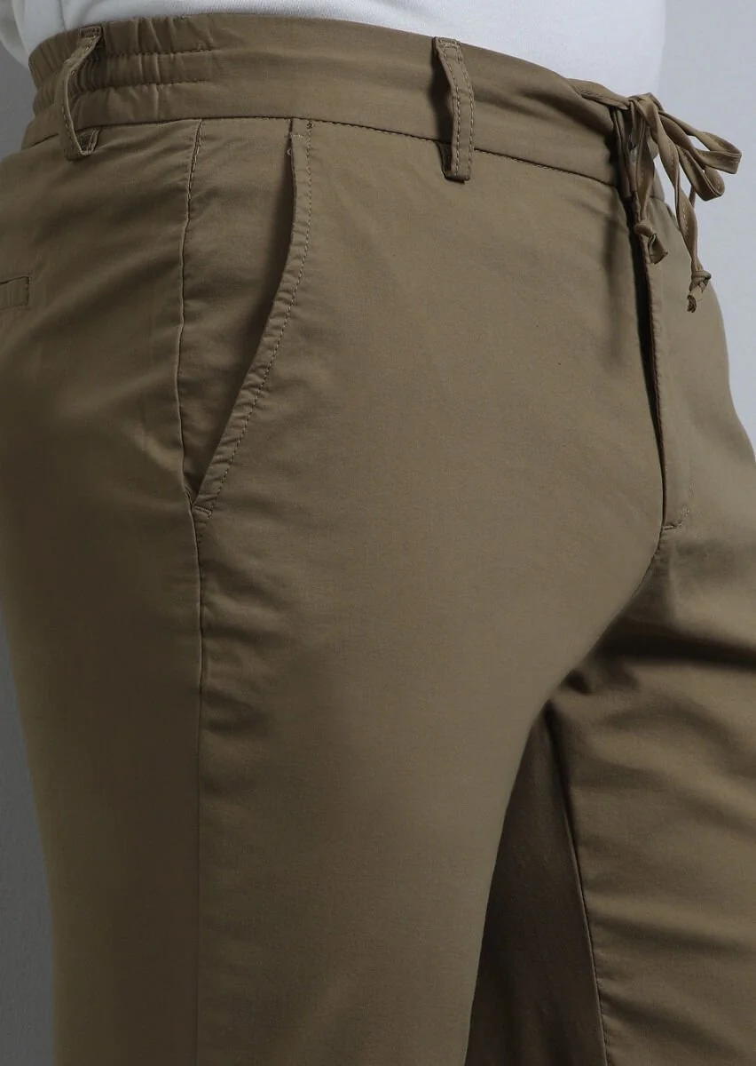 Buff Weaving Jogging Fit Casual Cotton Blended Trousers - 3