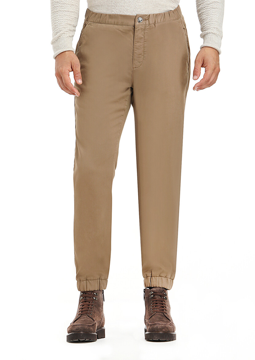 Buff Weaving Jogging Fit Casual Cotton Blended Trousers 